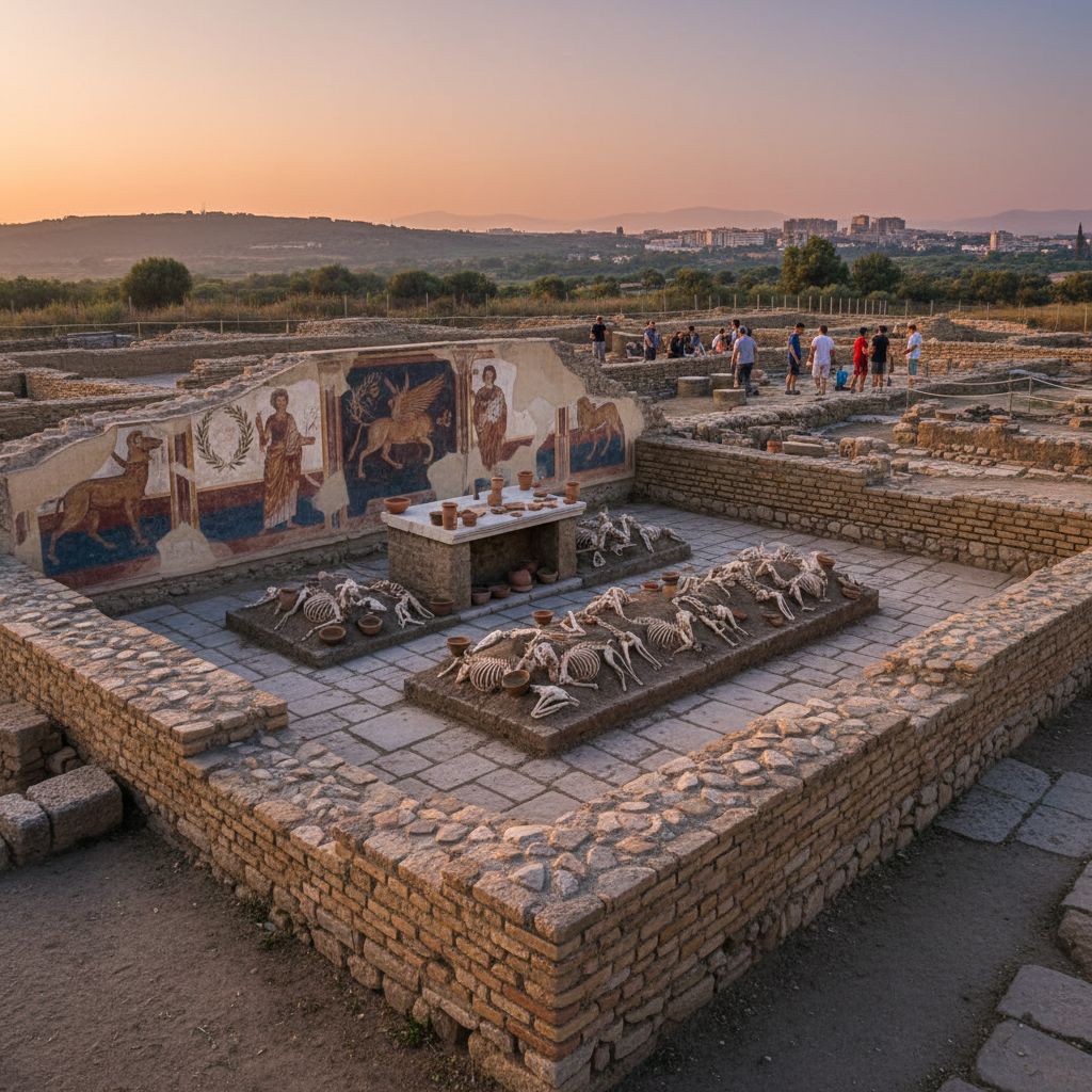 Ofrendas de animales y muros pintados revelan secretos del antiguo sitio de culto romano de Nida