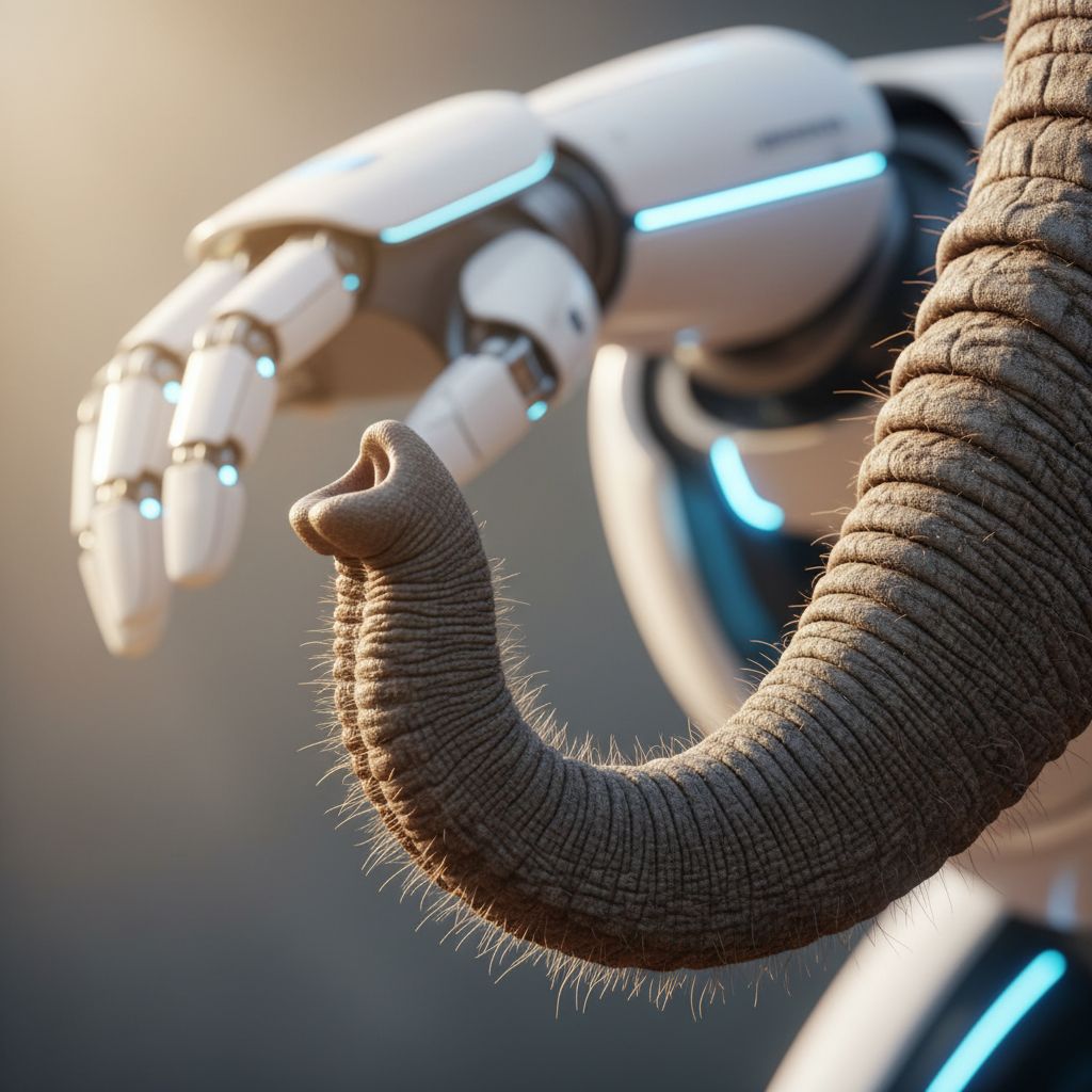 Los elefantes tienen mil bigotes delicados en sus trompas, y podrían transformar la robótica.