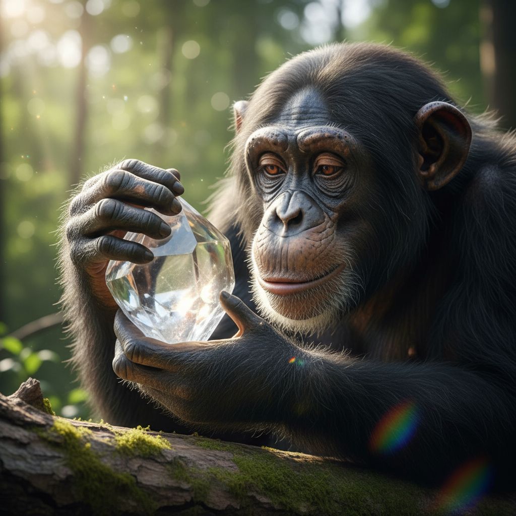 Algunos chimpancés tratan los cristales como objetos preciosos, demostrando cuán profundas son nuestras raíces estéticas.