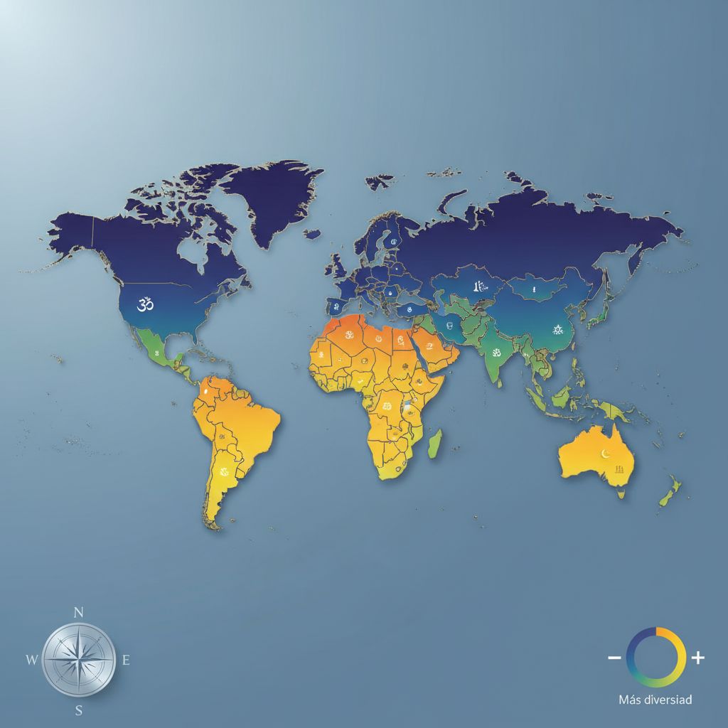 Vea un mapa de los países con mayor (y menor) diversidad religiosa del mundo.